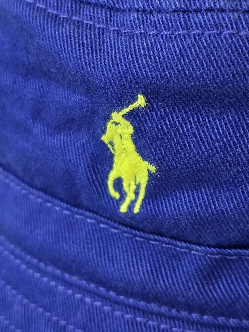Ralph Lauren Infant Blue Bucket Hat Neon Pony Logo 3-9 Months Cotton Preppy